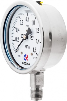 Манометр, Тип ТМ серия 21, коррозионностойкий виброустойчивый, подключение снизу, Росма В Чите